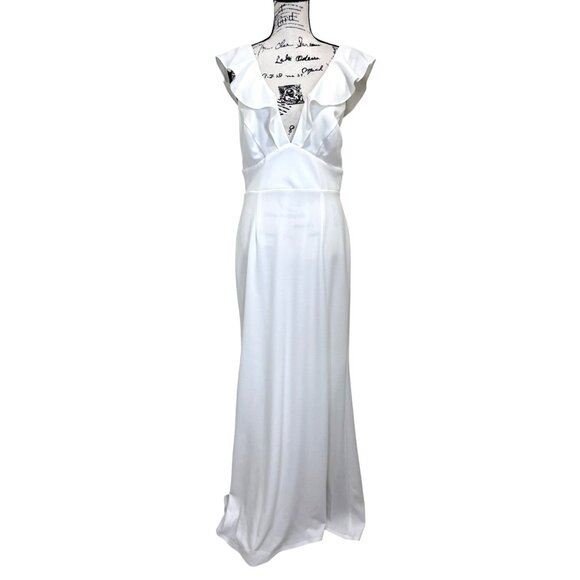 Elegant White Ruffle Maxi Dress - Picture 1 of 6
